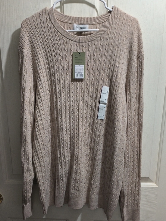 Goodfellow & Co Other - Goodfellow & Co Light Beige Cable Knit Crewneck Sweater